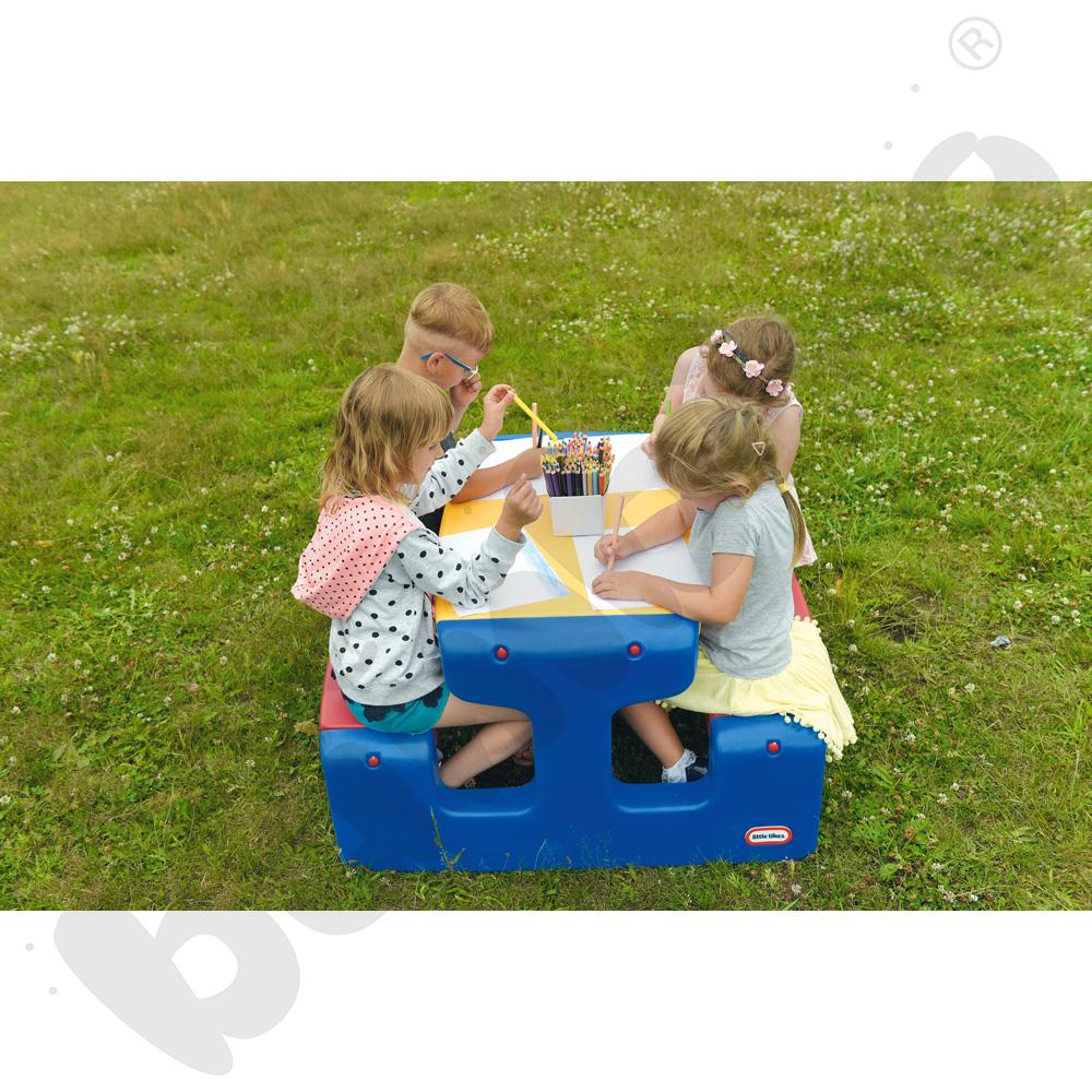 Mały stolik piknikowy - niebiesko-czerwono-żółty