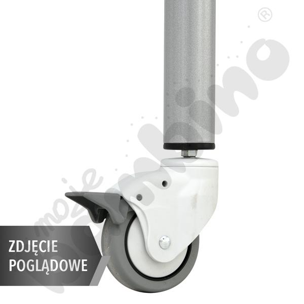Stół Mila trapezowy 160x70x100x70, HPL - żółty, zaokrąglony, rozm. 1 z 2 kółkami