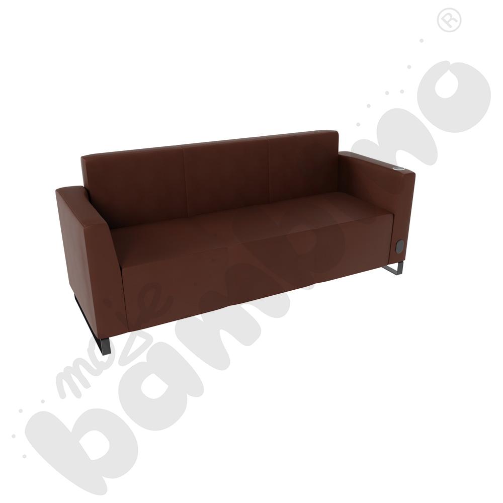 Sofa Universum 3-os. wys. 82 cm, 2 boki niskie, prawy z gniazdkiem elektrycznym i indukcją, tkanina MT03