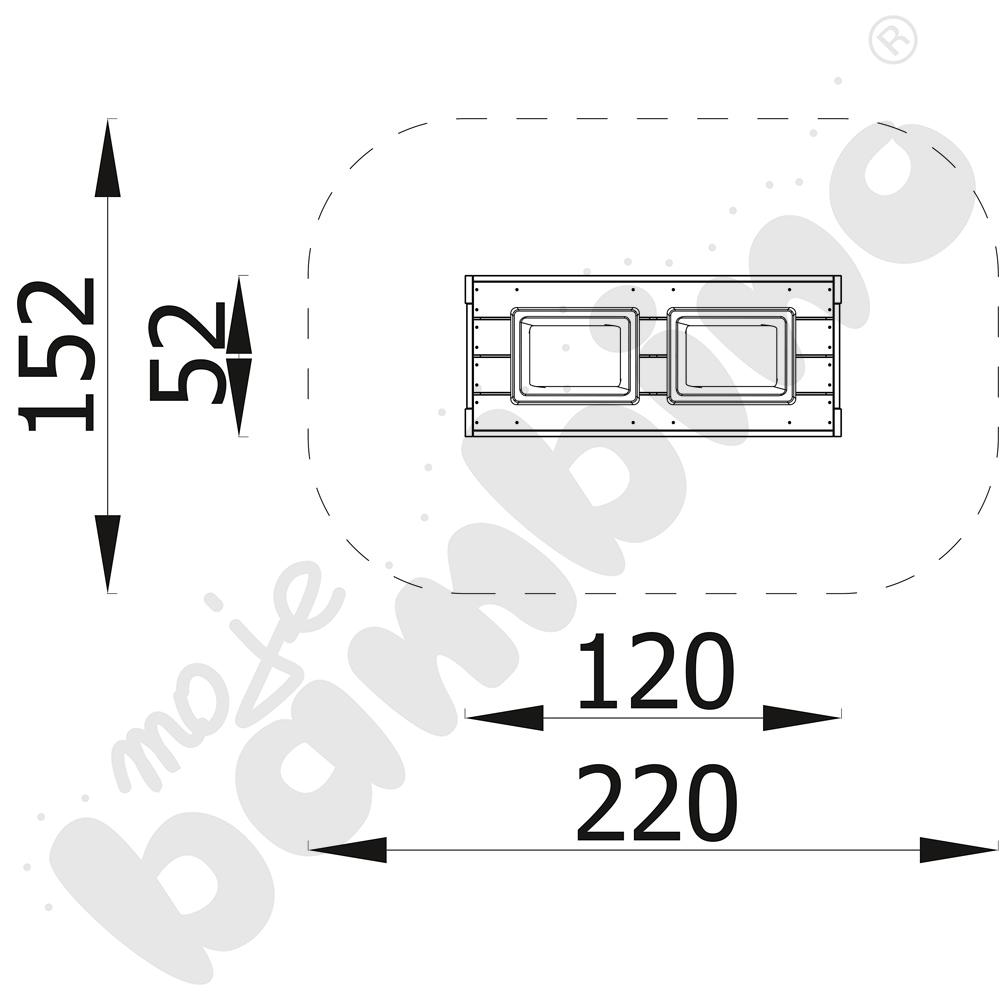 Stolik Terra z 2 pojemnikami, duży z kotwami
