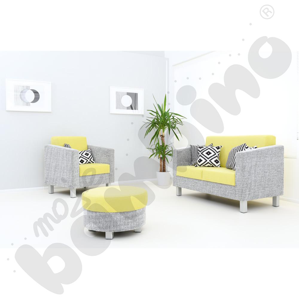 Sofa Relax szaro-zielona - kwadratowe nóżki
