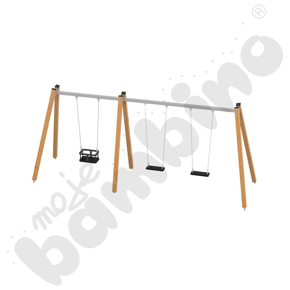 Quadro Simple - stelaż do huśtawki potrójnej - drewniana 