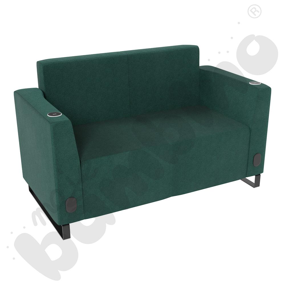 Sofa Universum 2-os. wys. 82 cm, 2 boki niskie, oba z gniazdkiem elektrycznym i indukcją, tkanina KG10