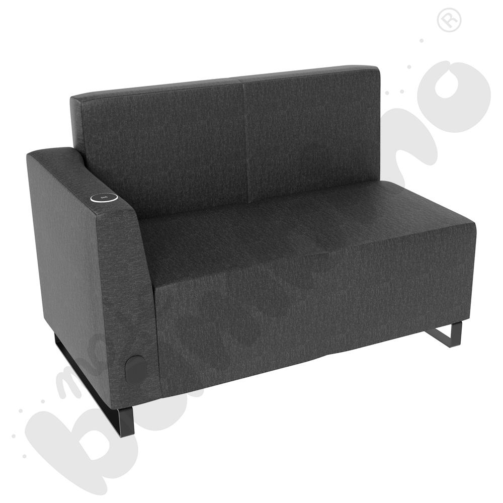Sofa Universum 2-os. wys. 82 cm, bok niski lewy z gniazdkiem elektrycznym i indukcją, tkanina RO41