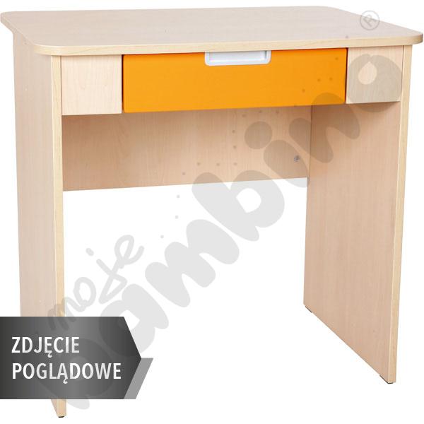 Quadro - biurko z szeroką szufladą - pomarańczowe, w białej skrzyni