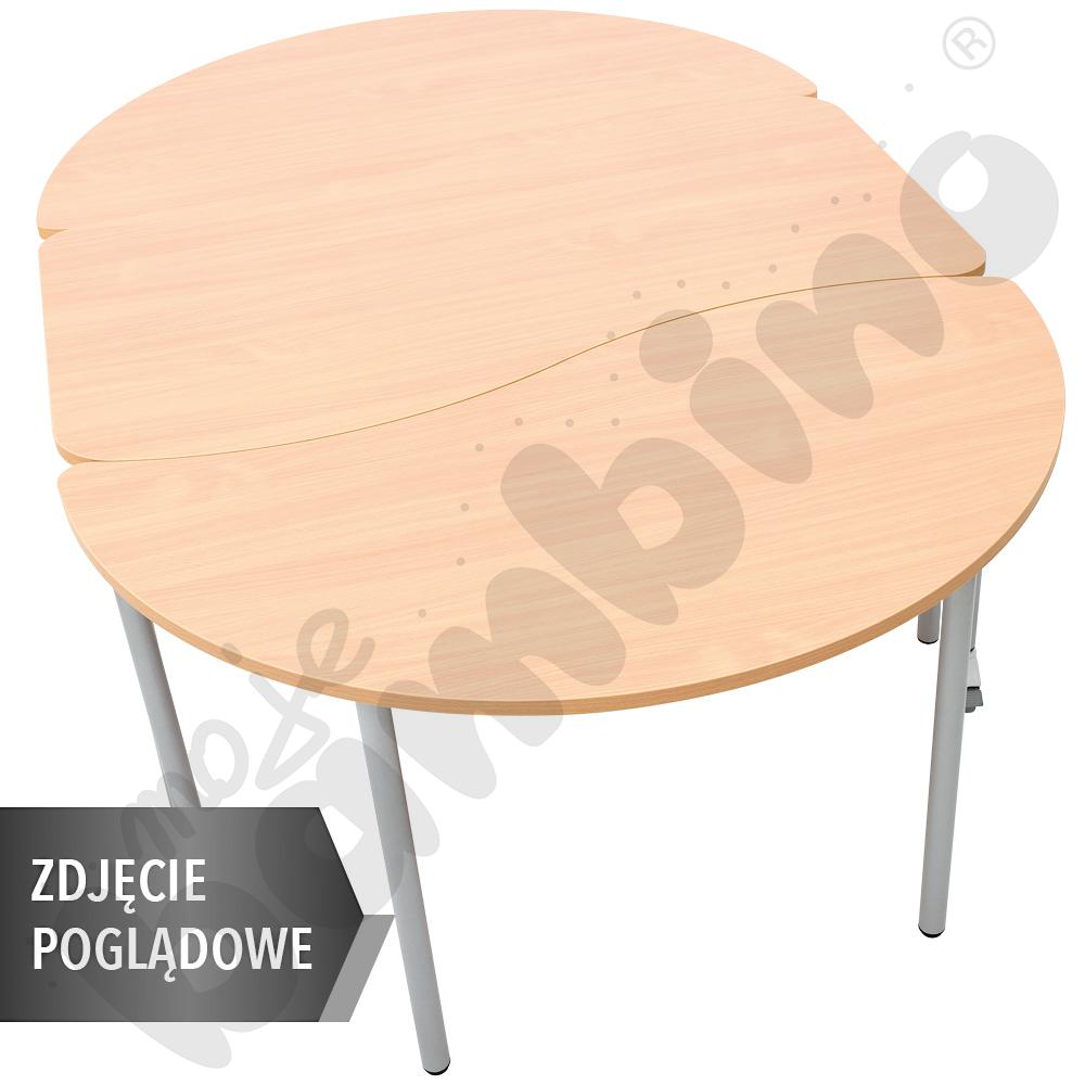 Stół Mila półokrągły z falą 140x70, biały, zaokrąglony, rozm.2 z 2 kółkami