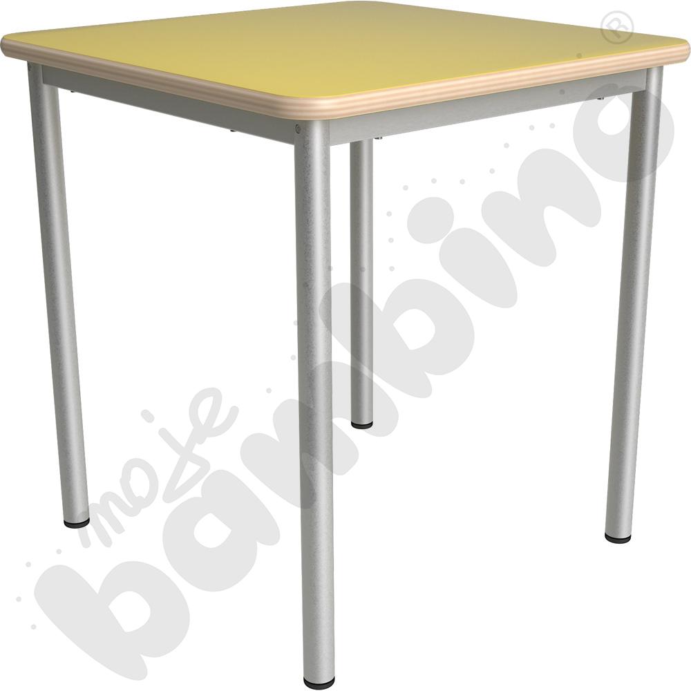 Stół Mila kwadratowy 70x70, HPL - żółty, zaokrąglony, rozm. 6