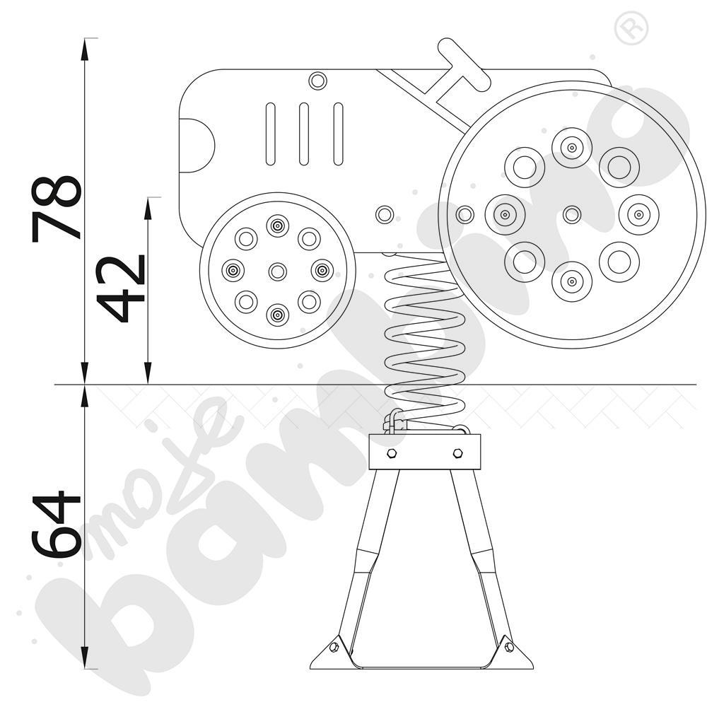 Sprężynowiec Traktor na podstawie metalowej