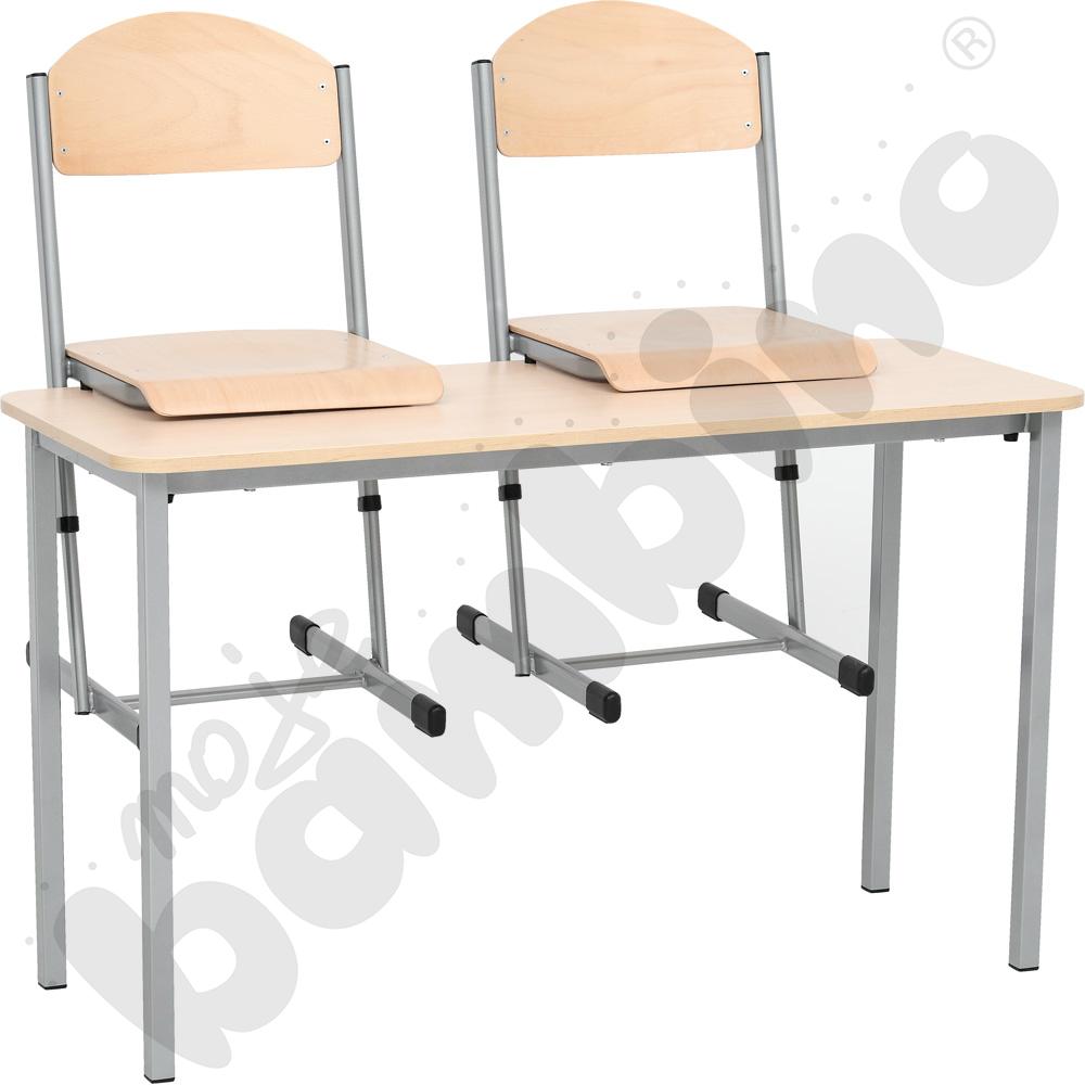  Stół Vorte 2-os. klon z krzesłami T aluminium, rozm. 6
