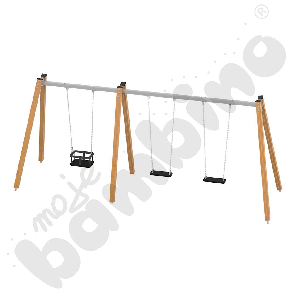 Quadro Simple - stelaż do huśtawki potrójnej - drewniana 