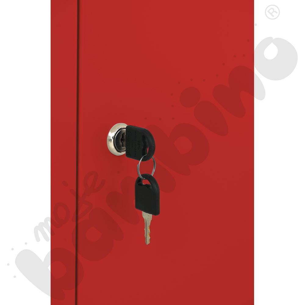 Szafa ubraniowa z 6 schowkami, 150 cm - drzwi czerwone