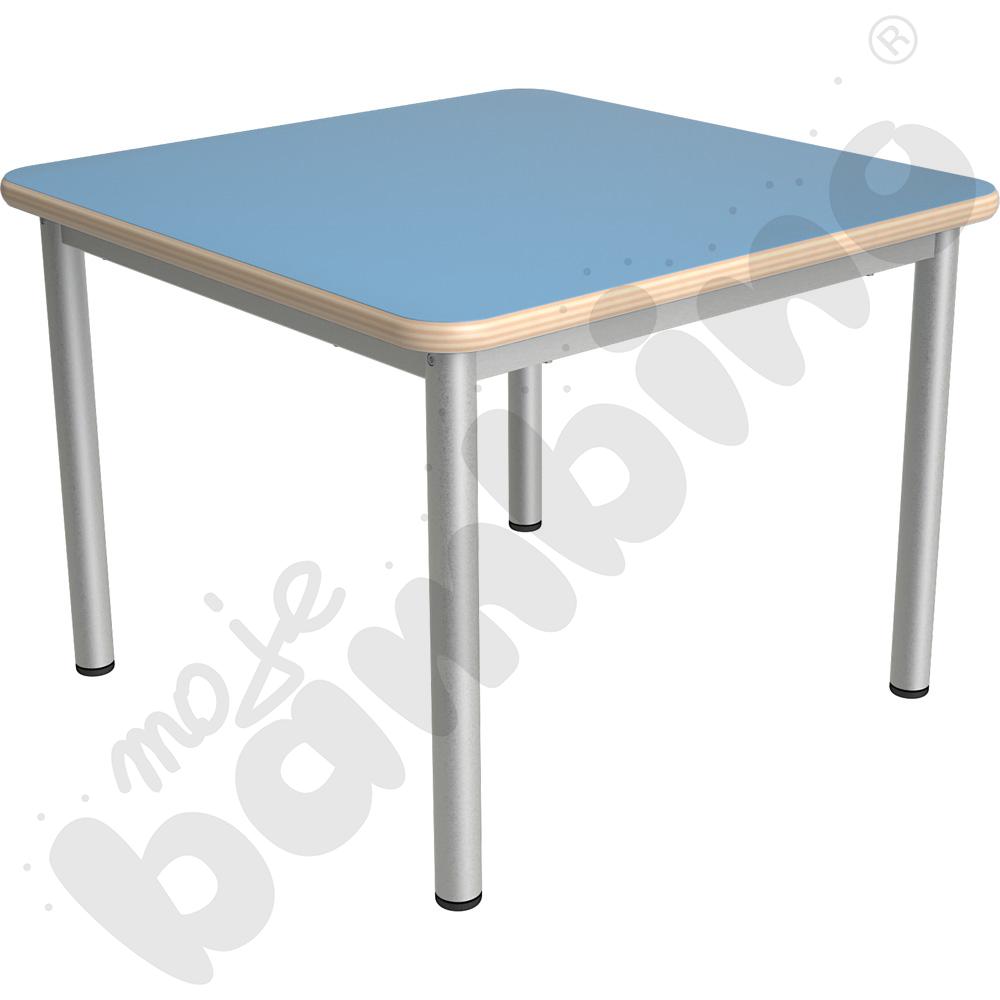 Stół Mila kwadratowy 70x70, HPL - jasnoniebieski, zaokrąglony, rozm. 2
