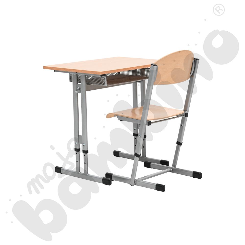 Stół IN-R 1-os. buk z koszykiem i krzesłem T, rozm. 3-4, aluminium