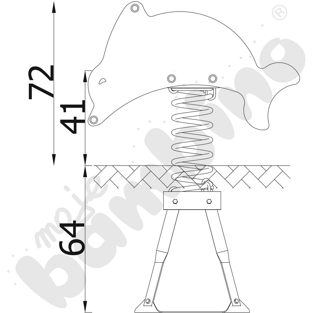 Sprężynowiec Delfin na podstawie metalowej