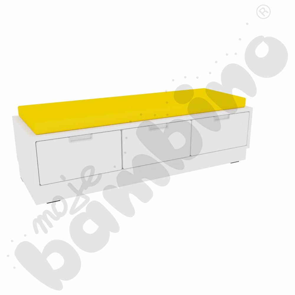 Quadro - szafka-ławeczka 3 - żółty materac - biała