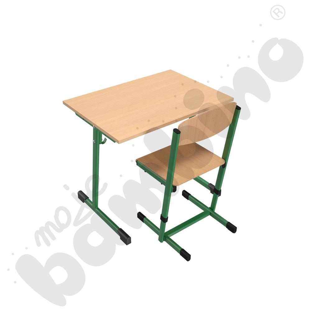 Stół T 1-os. buk z krzesłem T, rozm. 3-4, zielone