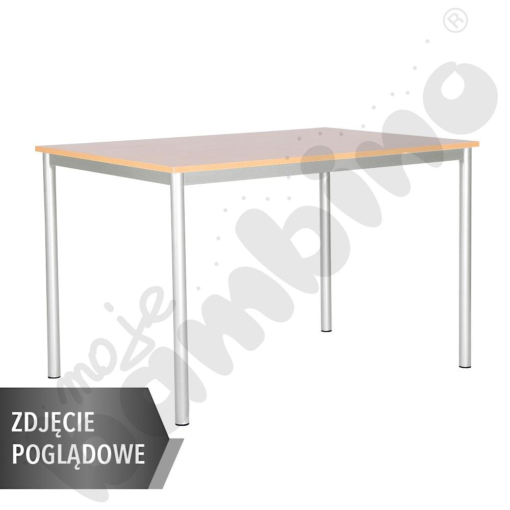 Stół Mila 120x80 rozm. 4, 6os., stelaż zielony, blat biały, obrzeże ABS, narożniki proste