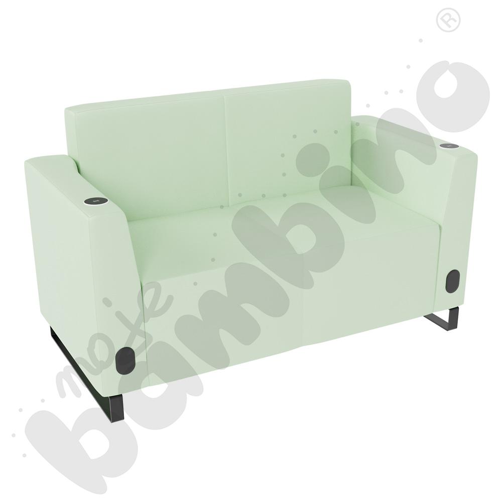 Sofa Universum 2-os. wys. 82 cm, 2 boki niskie, oba z gniazdkiem elektrycznym i indukcją, tkanina MT16