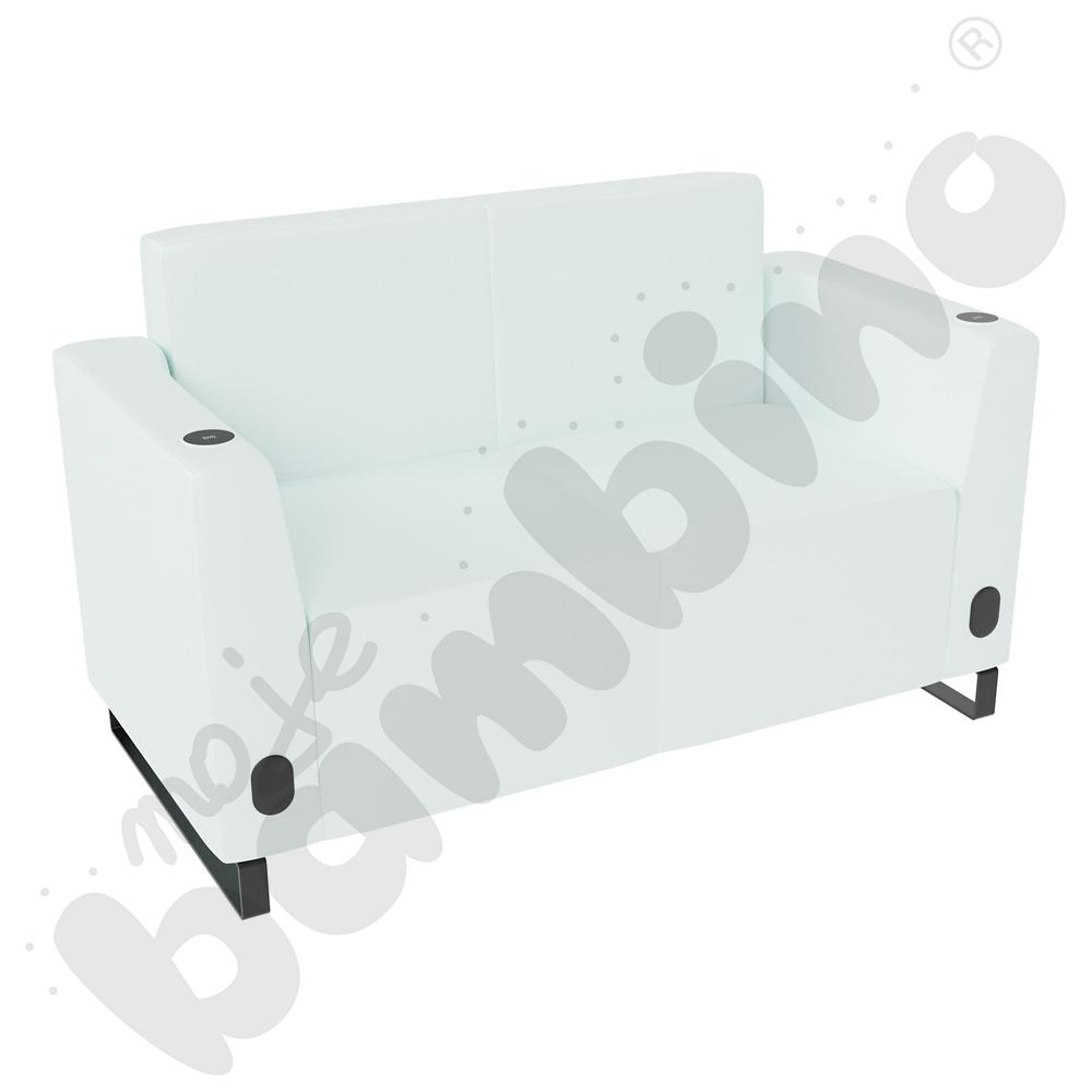 Sofa Universum 2-os. wys. 82 cm, 2 boki niskie, oba z gniazdkiem elektrycznym i indukcją, tkanina MT13