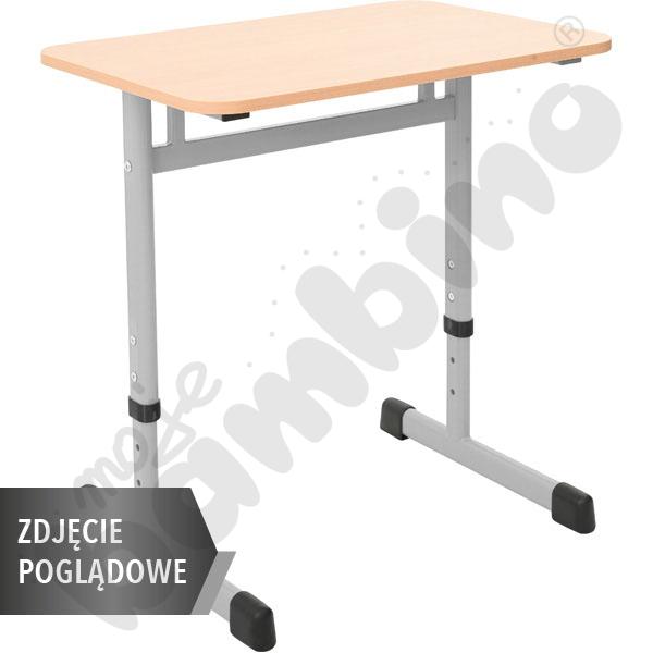 Stół IN-T 70x50 rozm. 3–7, 1os., stelaż aluminium, blat HPL biały, obrzeże drewniane, narożniki proste