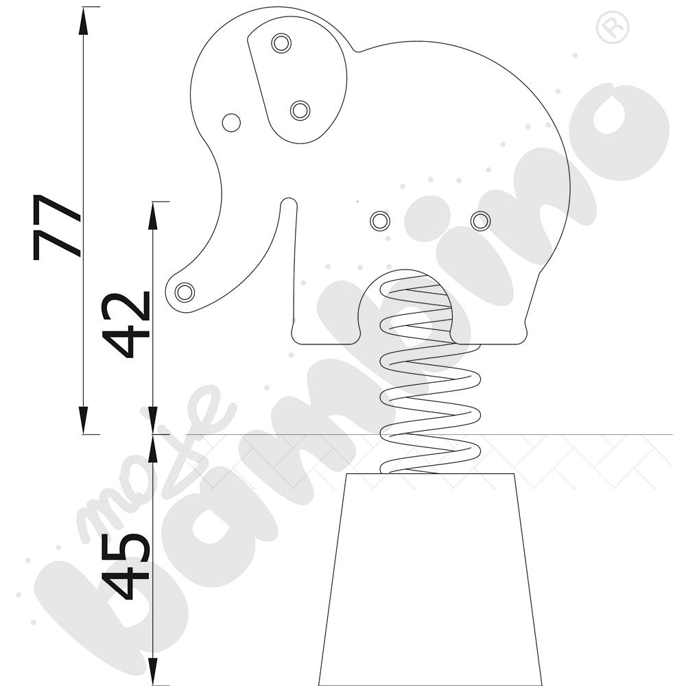 Sprężynowiec Słoń na podstawie metalowej