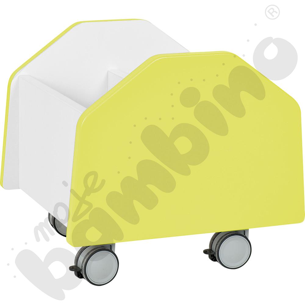 Quadro - pojemnik na kółkach mały, limonkowy - biała skrzynia
