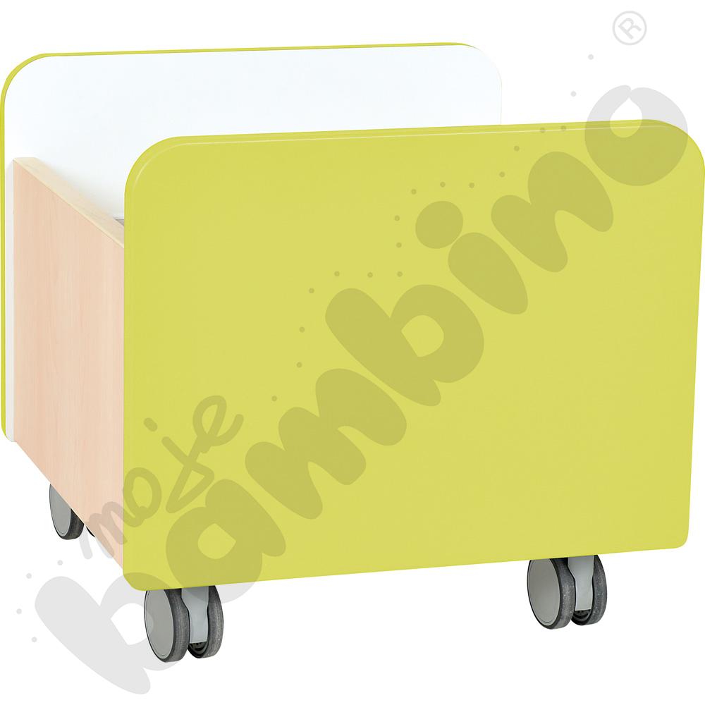 Quadro - pojemnik na kółkach średni, limonkowy, klonowa skrzynia
