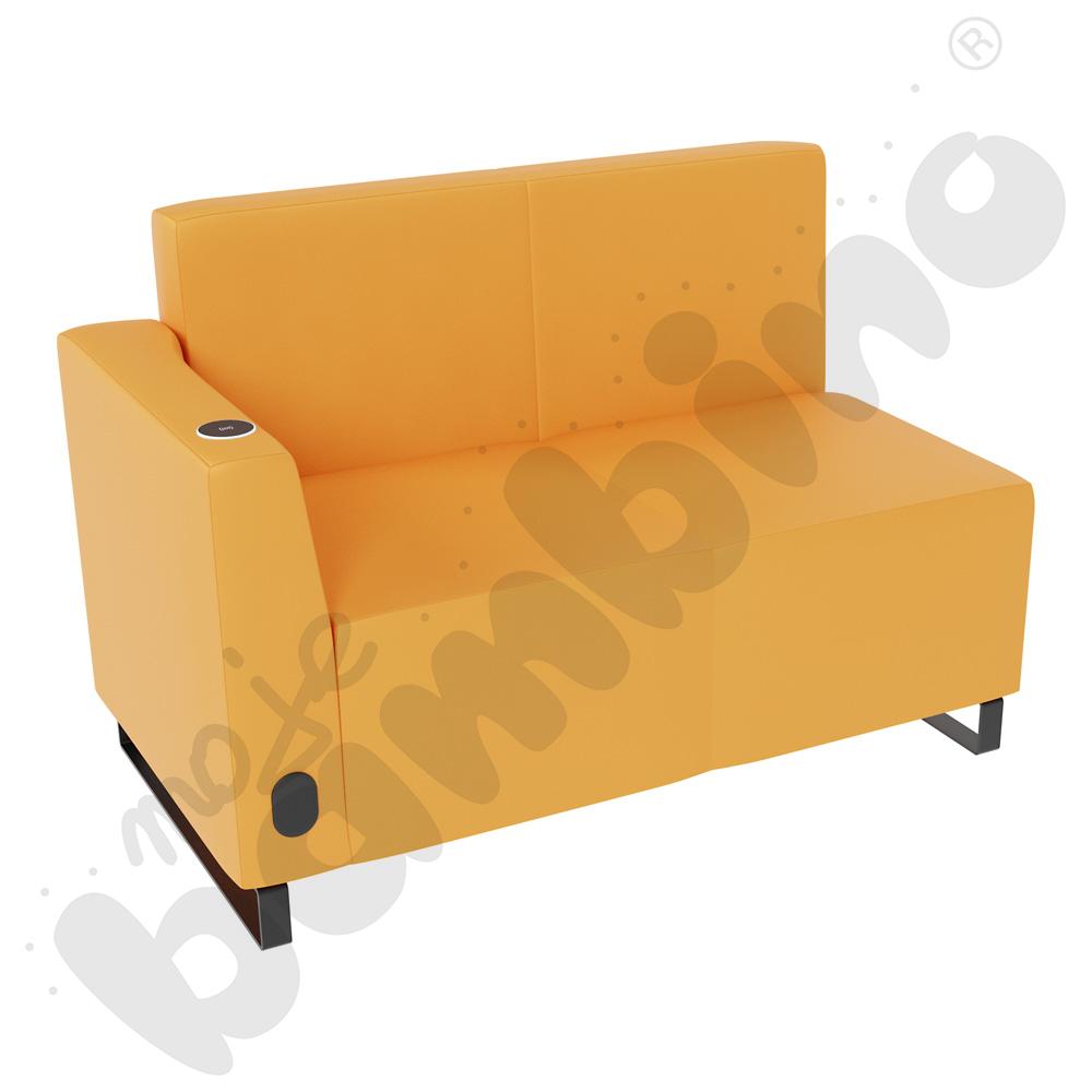 Sofa Universum 2-os. wys. 82 cm, bok niski lewy z gniazdkiem elektrycznym i indukcją, tkanina MT08