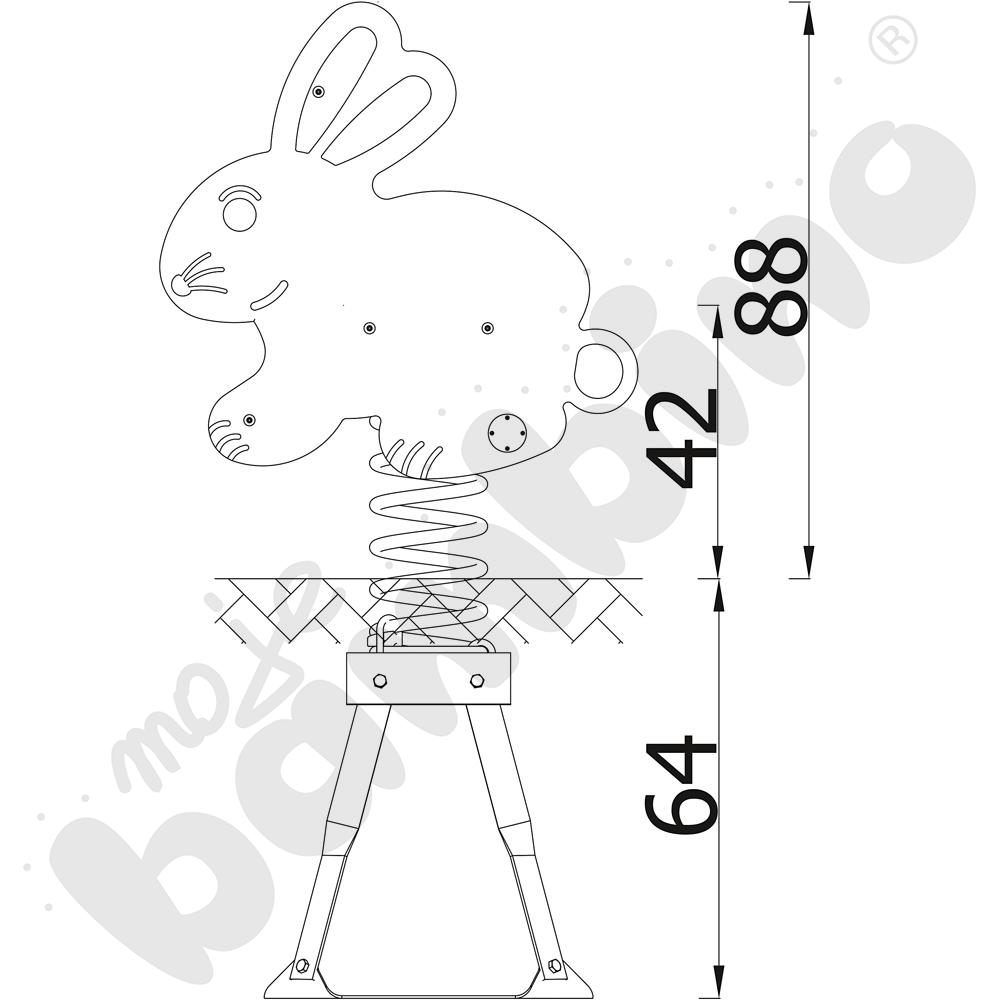 Sprężynowiec Zajączek na podstawie metalowej