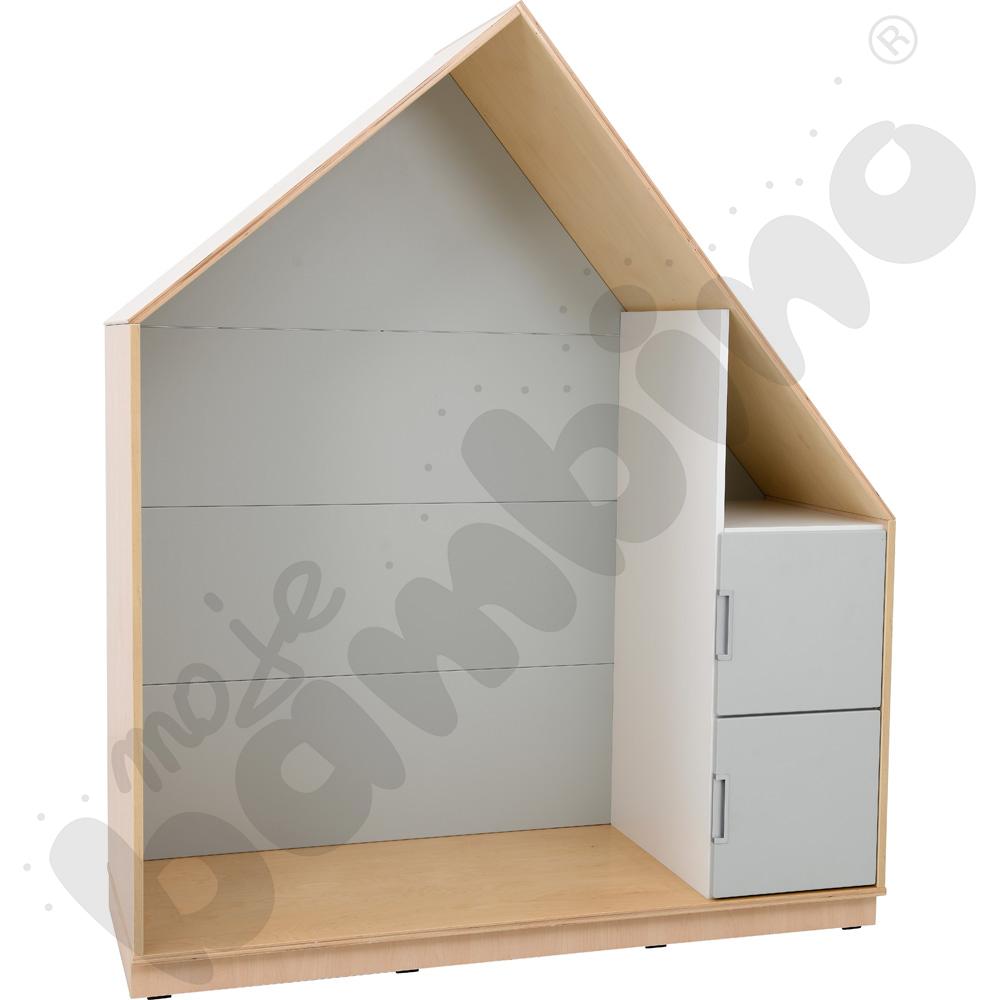 Quadro - szafka-domek z 2 półkami, skrzynia klonowa,szara