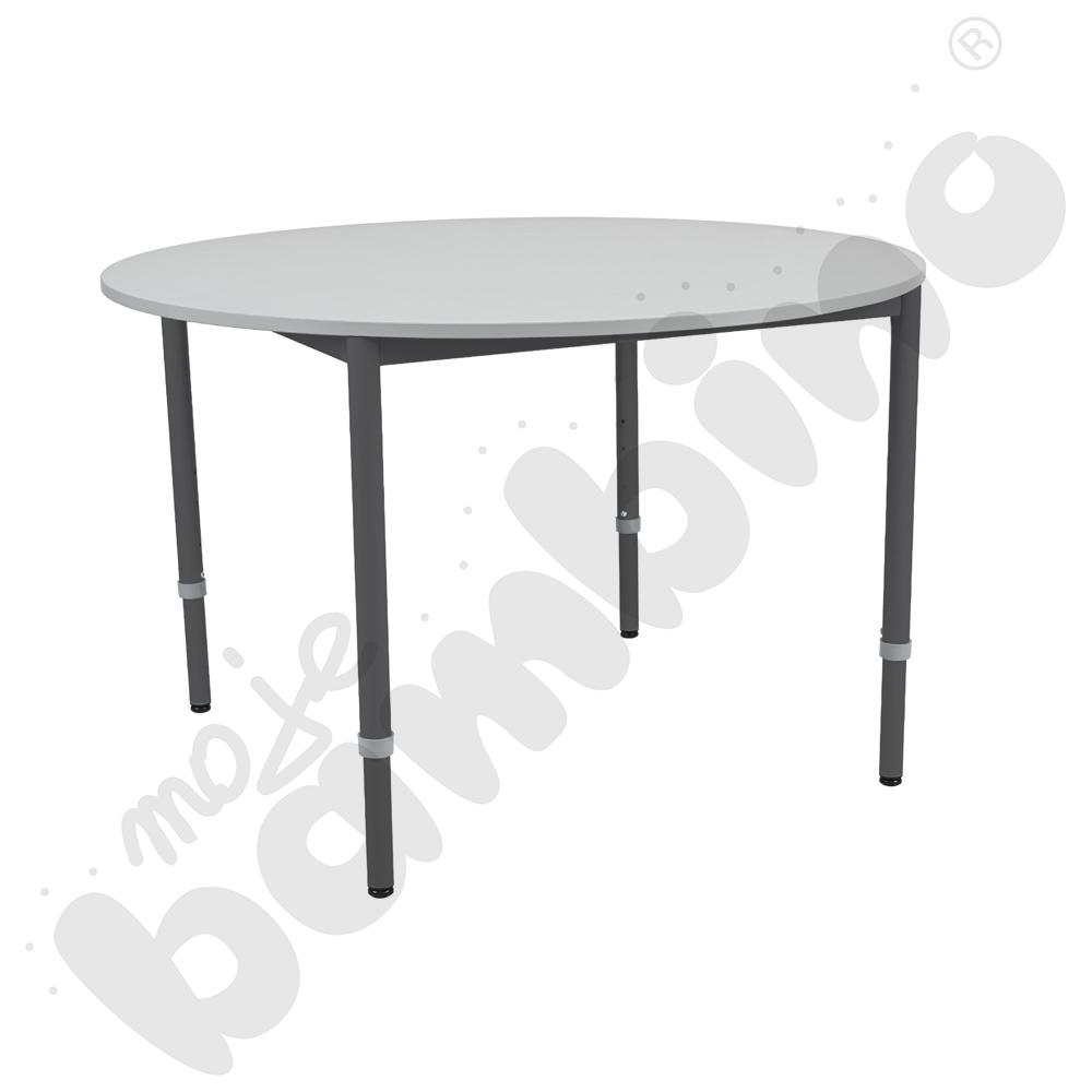 Stół Mila okrągły 120 cm, z reg. wys. 1-4, blat szary, stelaż antracytowy