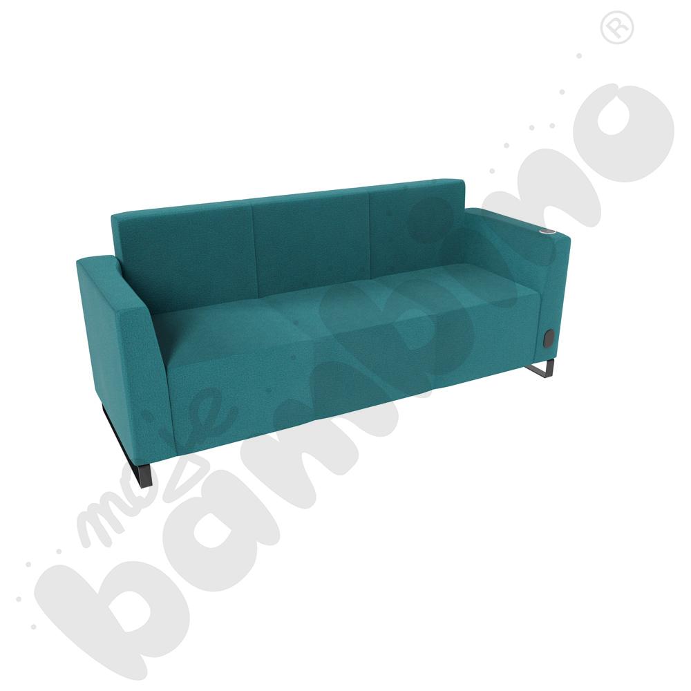 Sofa Universum 3-os. wys. 82 cm, 2 boki niskie, prawy z gniazdkiem elektrycznym i indukcją, tkanina KG08