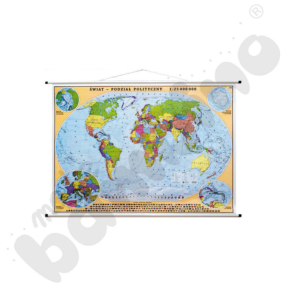 Świat - dwustronna mapa fizyczna/polityczna 140 x 100 cm