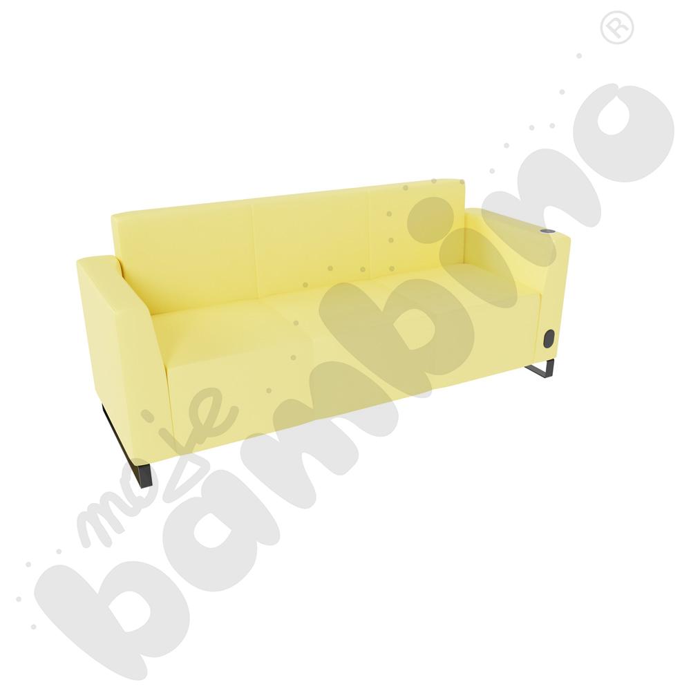 Sofa Universum 3-os. wys. 82 cm, 2 boki niskie, prawy z gniazdkiem elektrycznym i indukcją, tkanina MT10