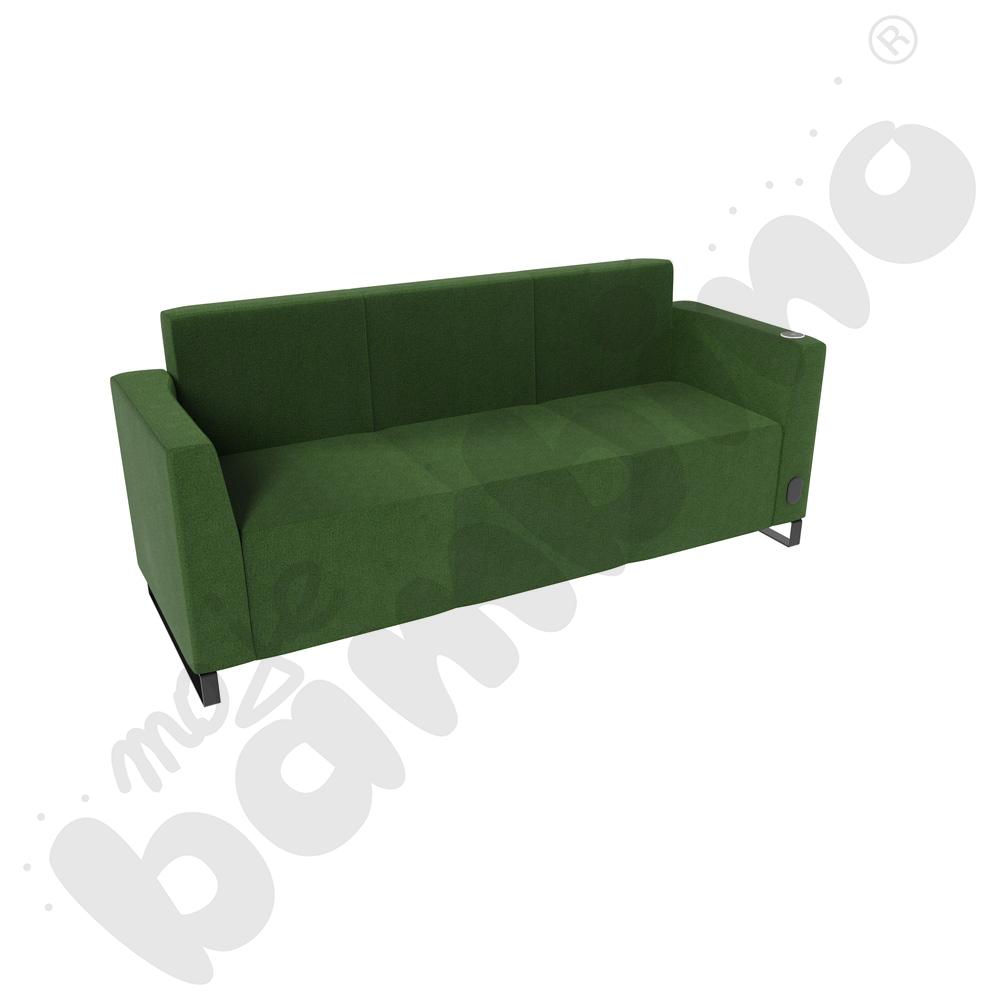 Sofa Universum 3-os. wys. 82 cm, 2 boki niskie, prawy z gniazdkiem elektrycznym i indukcją, tkanina KG11