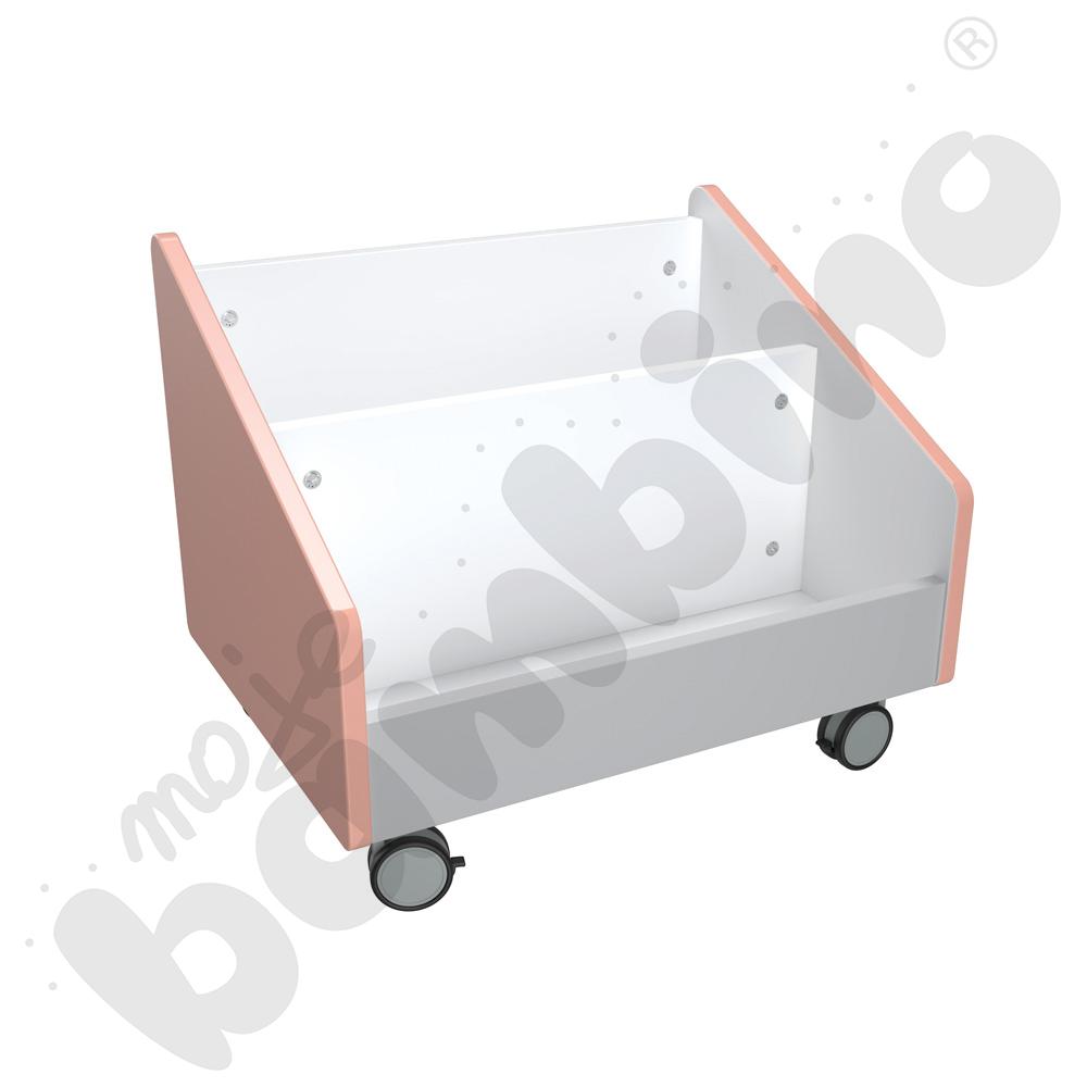 Quadro - pojemnik na kółkach duży, łososiowy, biała skrzynia Quadro - pojemnik na kółkach duży, łososiowy, biała skrzynia