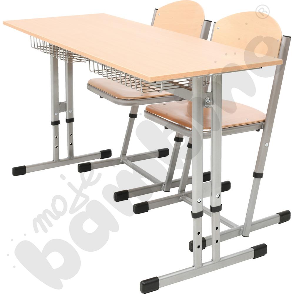 Stół IN-R 2-os. z koszykami i krzesłami T wzmocnionymi, rozm. 5-6, aluminium