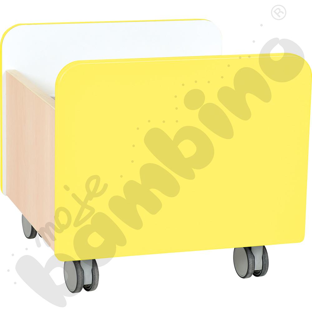 Quadro - pojemnik na kółkach średni, żółty, klonowa skrzynia