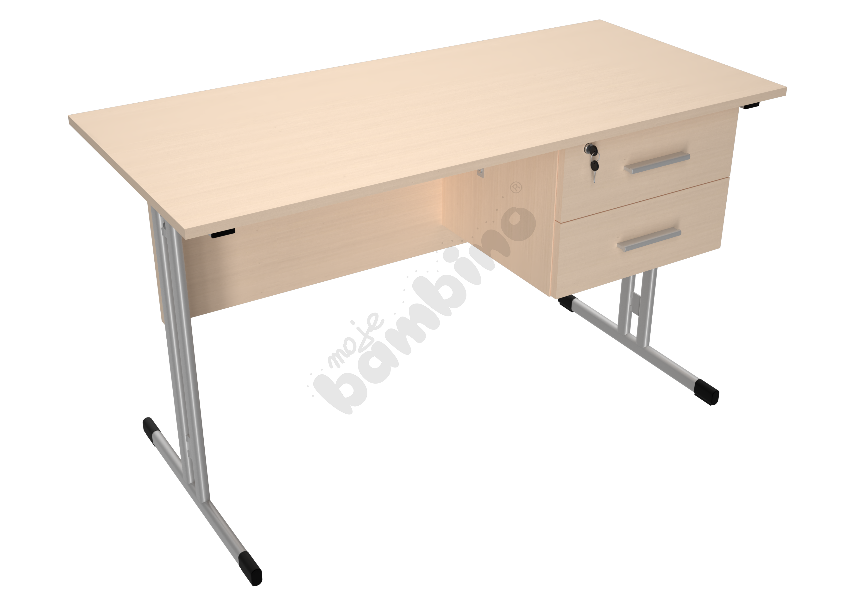 Biurko IN-R klon jasny, stelaż aluminium
