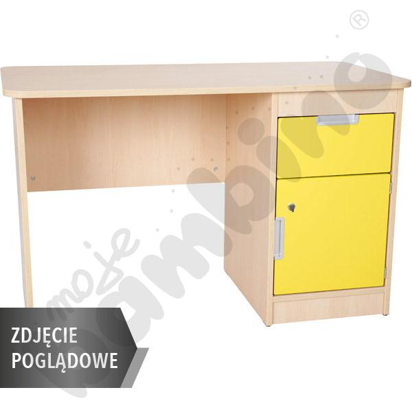 Quadro - biurko z szafką i 1 szufladą  - żółte, w białej skrzyni