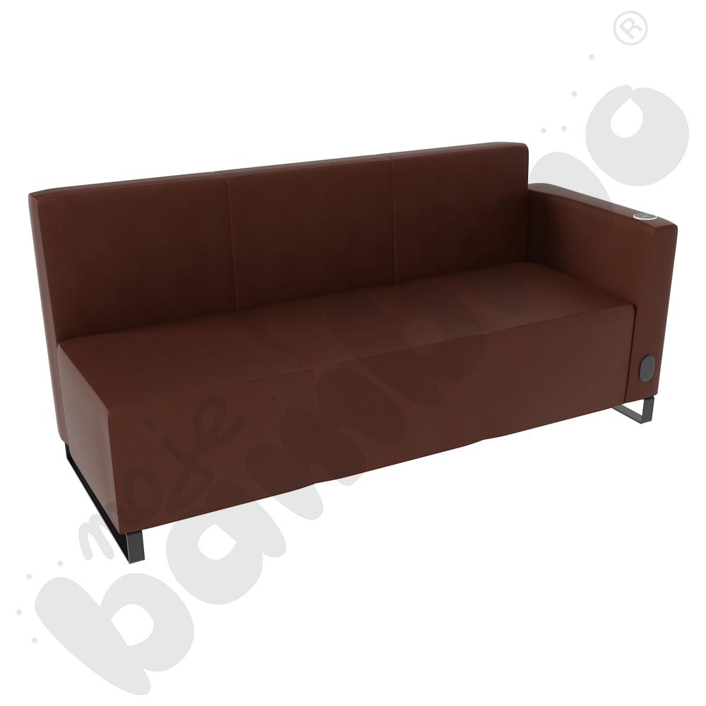 Sofa Universum 3-os. wys. 82 cm, bok niski prawy z gniazdkiem elektrycznym i indukcją, tkanina MT03