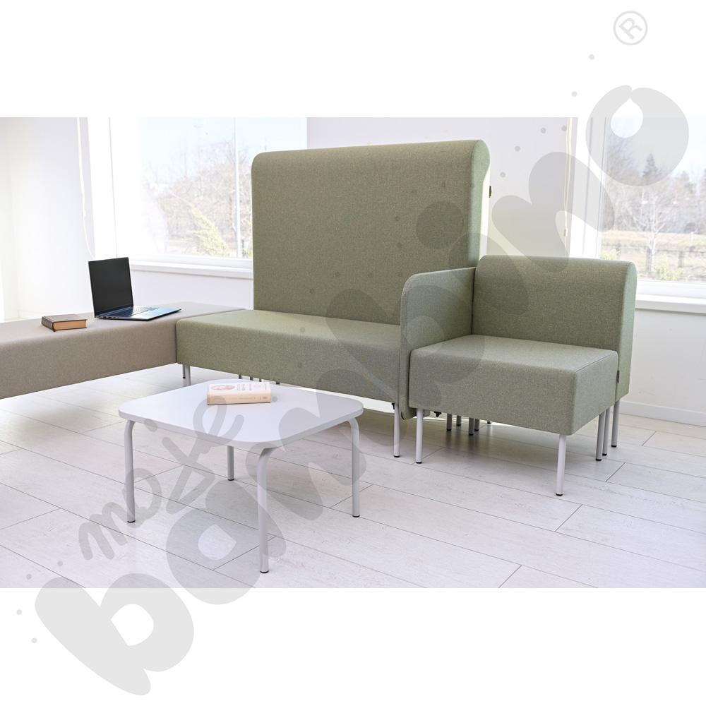 Stolik Versa niski z plastikowymi stopkami, stelaż jasnoszary, blat dąb Stolik Versa niski z plastikowymi stopkami, stelaż jasnoszary, blat dąb