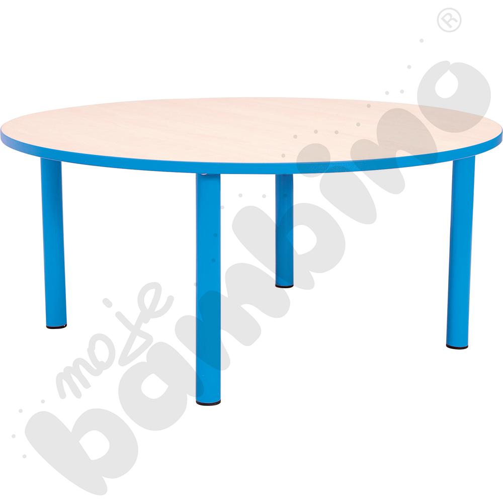 Stół Bambino okrągły wys. 52 cm z jasnoniebieskim obrzeżem
