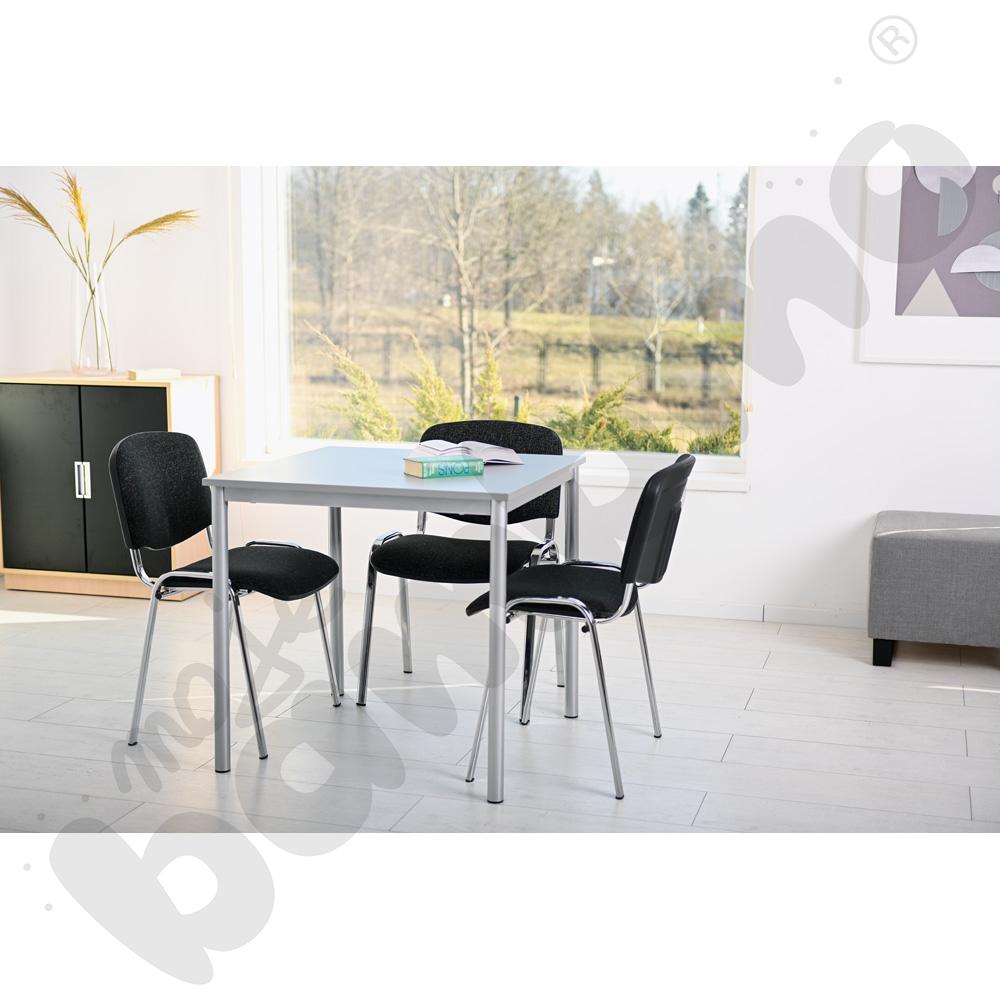 Stół Mila 80x80 rozm. 6, 4-os., stelaż aluminium, blat szary, obrzeże ABS, narożniki proste