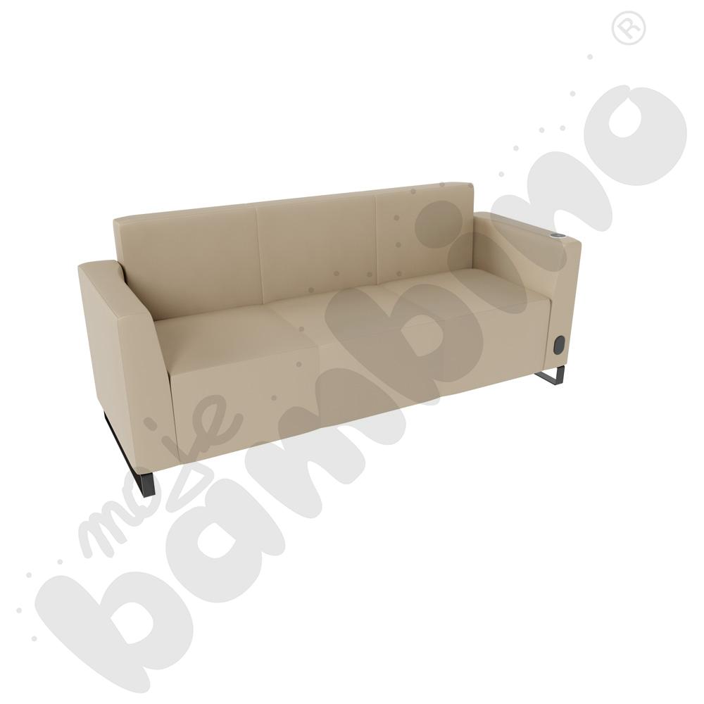Sofa Universum 3-os. wys. 82 cm, 2 boki niskie, prawy z gniazdkiem elektrycznym i indukcją, tkanina MT05