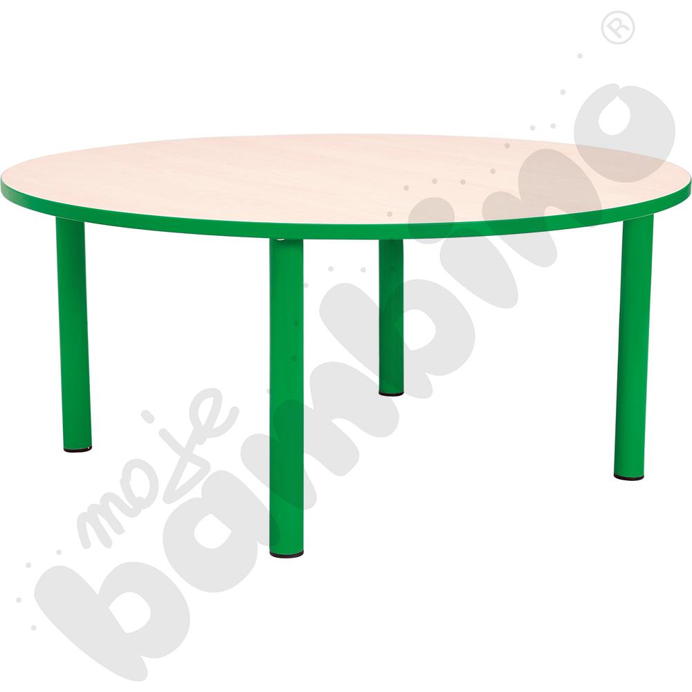 Stół Bambino okrągły wys. 40 cm z zielonym obrzeżem