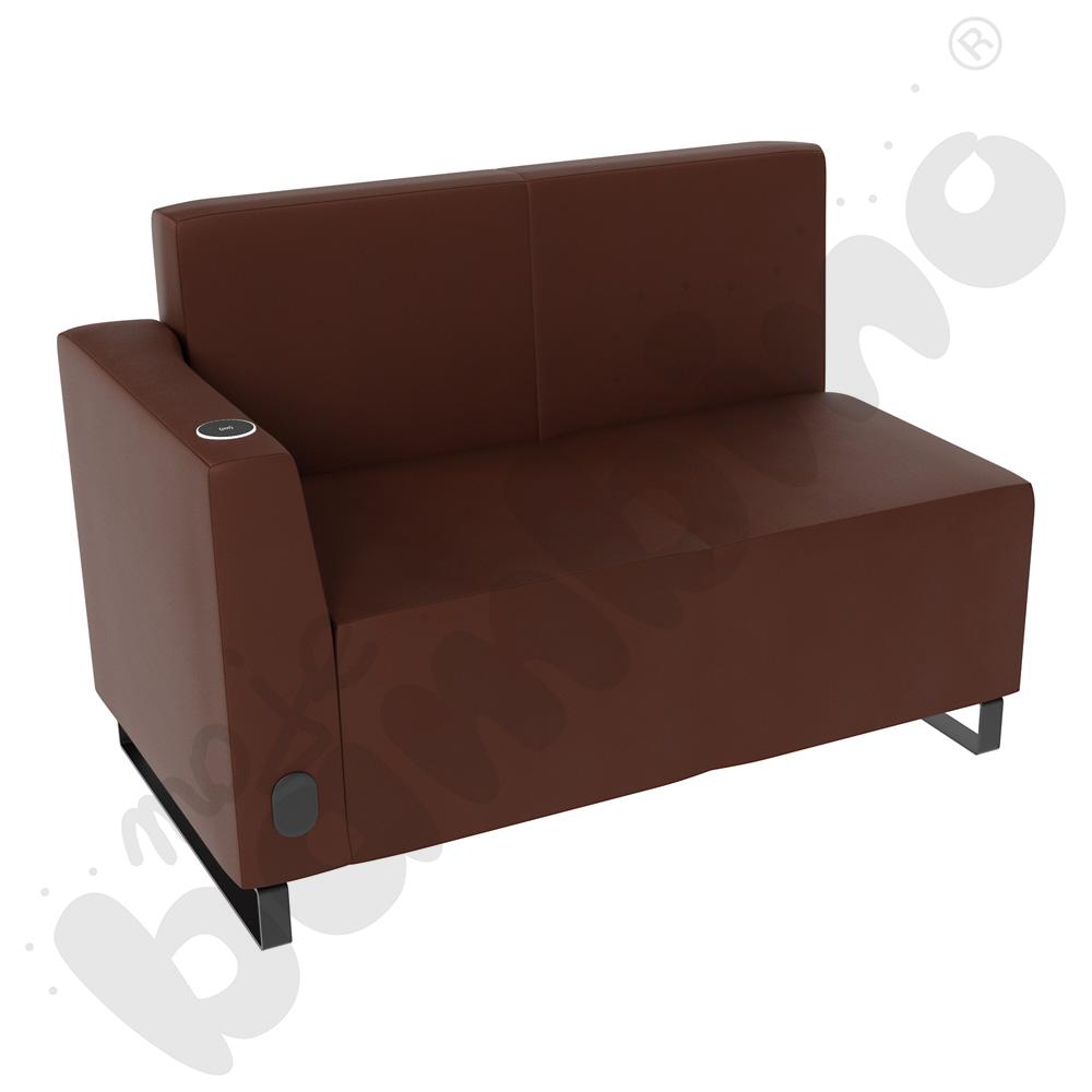 Sofa Universum 2-os. wys. 82 cm, bok niski lewy z gniazdkiem elektrycznym i indukcją, tkanina MT03