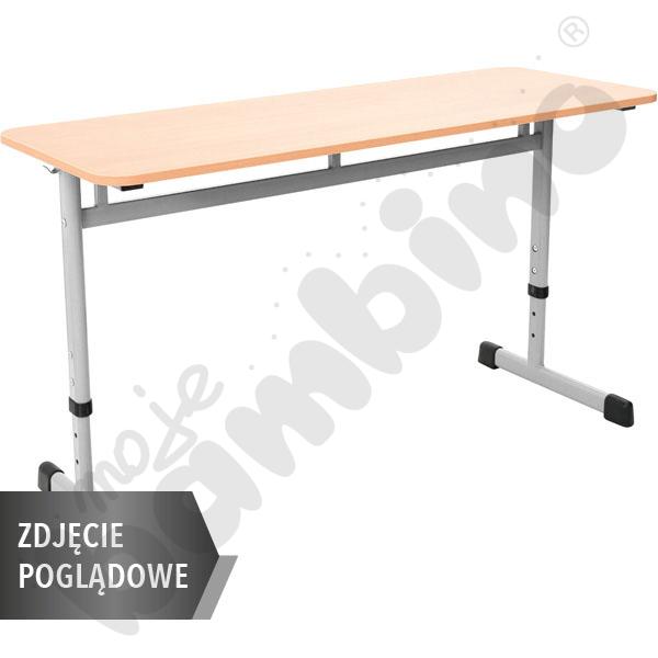 Stół IN-T 130x50 rozm. 3–7, 2os., stelaż czarny, blat HPL klon, obrzeże drewniane, narożniki proste