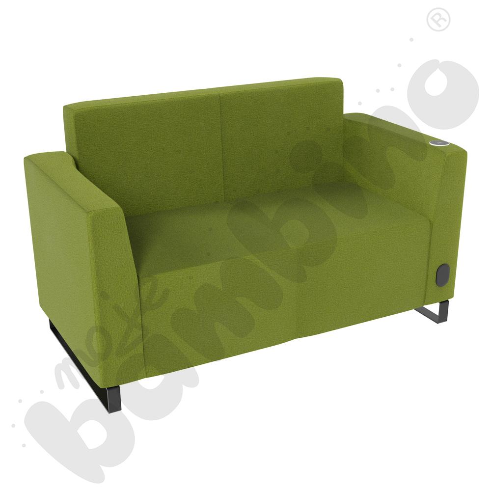 Sofa Universum 2-os. wys. 82 cm, 2 boki niskie, prawy z gniazdkiem elektrycznym i indukcją, tkanina KG12