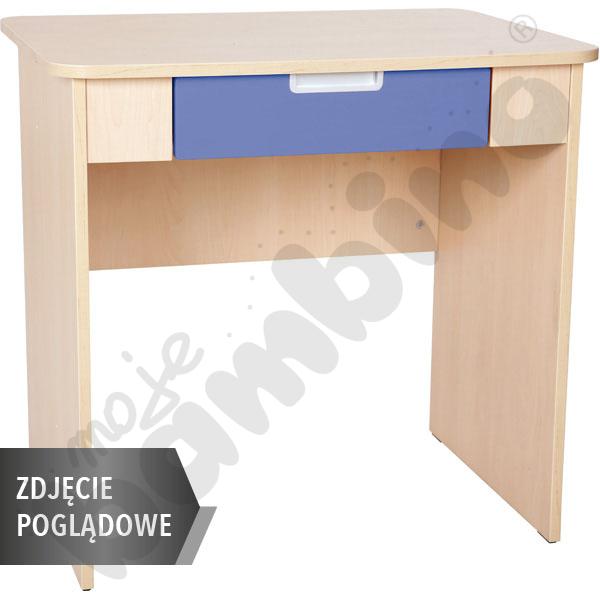 Quadro - biurko z szeroką szufladą - niebieskie, w białej skrzyni